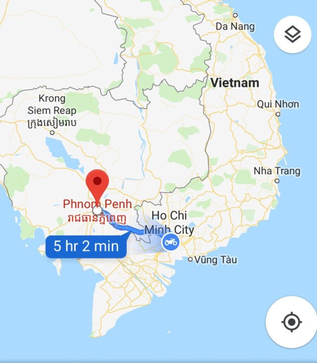 Phnom Penh to Ho Chi Minh map